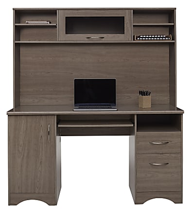 Realspace® Pelingo 56”W Computer Desk With Hutch, Gray
