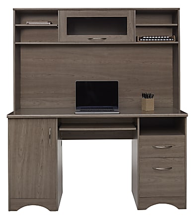 Realspace Pelingo 56 W Computer Desk With Hutch Gray Office Depot