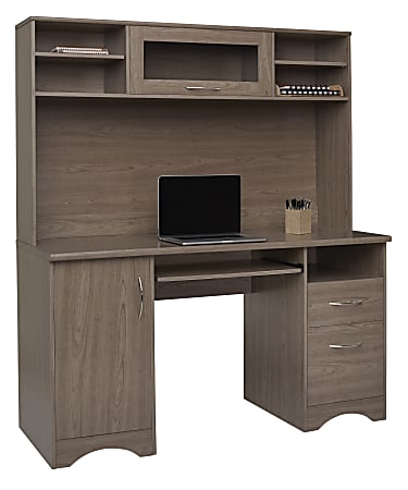 Realspace Pelingo 56 W Computer Desk With Hutch Gray Office Depot