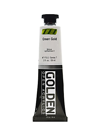 Golden OPEN Acrylic Paint, 2 Oz Tube, Green Gold