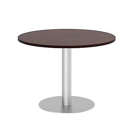 Bush Business Furniture 42"W Round Conference Table with Metal Disc Base, Harvest Cherry, Premium Installation