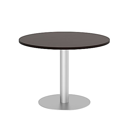 Bush Business Furniture 42"W Round Conference Table with Metal Disc Base, Mocha Cherry, Premium Installation