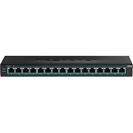 TRENDnet 16-Port Gigabit PoE+ Switch; TPE-TG160H; 123W PoE Power Budget; 32 Gbps Switching Capacity