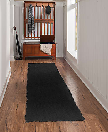 Linon Flokati Area Rug, 29" x 103", Morrigan 1400G Black