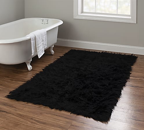 Linon Flokati Area Rug, 43" x 67", Morrigan 1400G Black