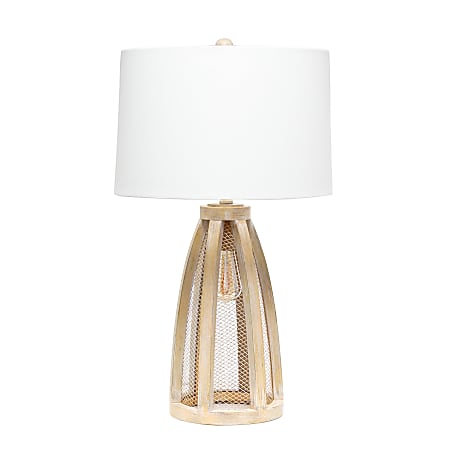 Lalia Home Wooded Arch Farmhouse Table Lamp, 29-1/2"H, White Shade/Natural Base