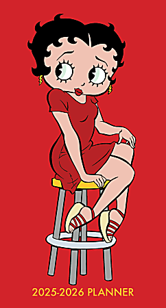 2025 Willow Creek Press 2-Year Monthly Checkbook/Calendar, 3-1/2” x 6-1/2”, Betty Boop, January 2025 To December 2026, 46883