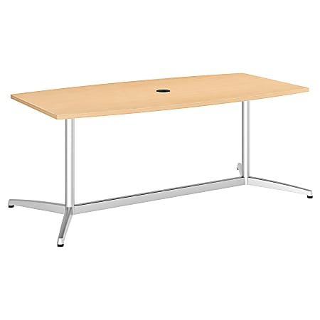 Bush Business Furniture 72"W x 36"D Boat Shaped Conference Table with Metal Base, Natural Maple/Silver, Premium Installation