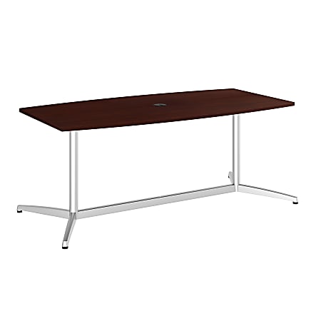 Bush Business Furniture 72"W x 36"D Boat Shaped Conference Table with Metal Base, Harvest Cherry/Silver, Standard Delivery