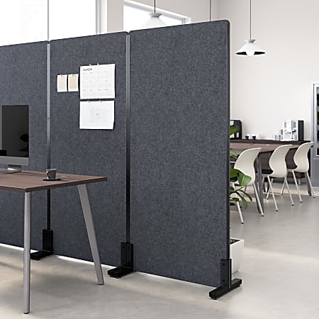 WorkPro® Motiva Freestanding Privacy Screen, 72”H x 34”W x 15”D, Cool Charcoal, Standard Delivery