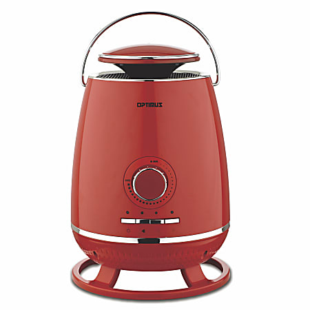 Optimus 1500-Watt Portable 360 Surround Ceramic Heater With Thermostat, 12" x 8", Red