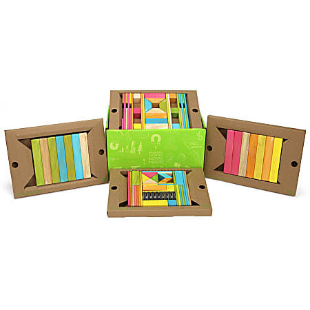 TEGU Magnetic Wooden Blocks, Assorted Colors, Pack Of