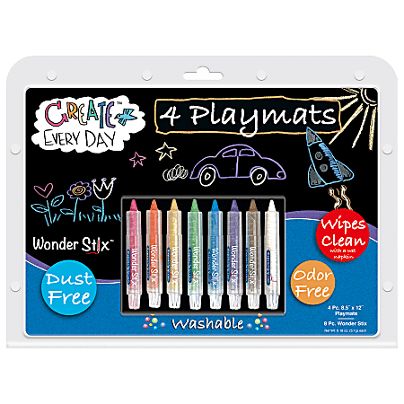 Wonder Stix Blackboard Playmat Kits, 8-1/2" x 12", Set Of 4 Kits