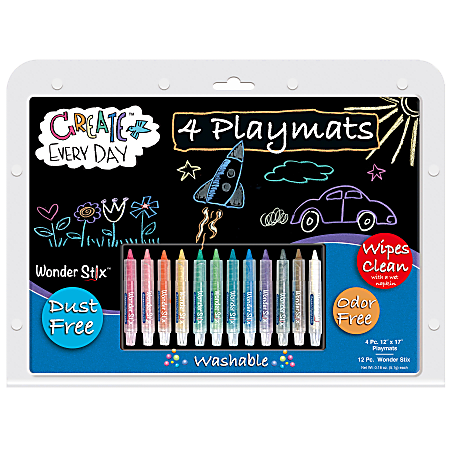 Wonder Stix Blackboard Playmat Kits, 12" x 17", Set Of 4 Kits