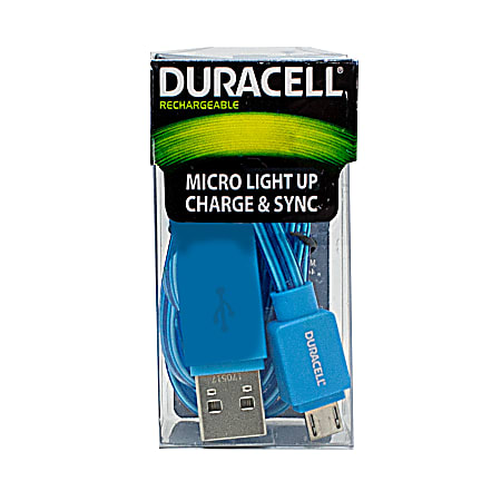 Duracell® Light Up Micro USB Cable, 3', Blue, LE2245