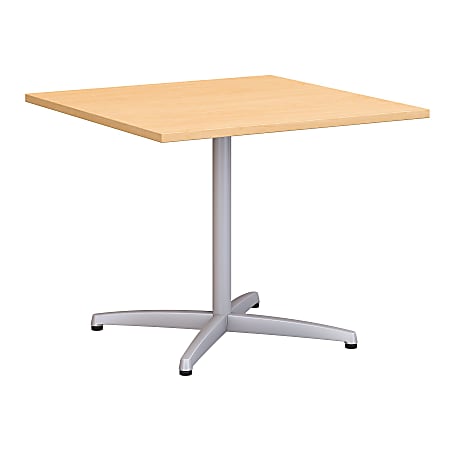 Bush Business Furniture 36"W Square Conference Table with Metal X Base, Natural Maple, Standard Delivery
