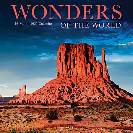 2025 Graphique Travel Monthly Wall Calendar, 12” x 12”, Wonders Of The World, January 2025 To December 2025, CY653