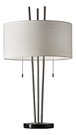 Adesso® Anderson Table Lamp, 28”H, White Shade/Brushed Steel Base 