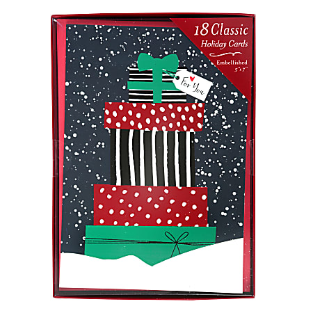 Markings by C.R. Gibson® Holiday Cards With Envelopes, 5" x 7", For You Packages, Pack Of 18