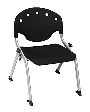 OFM Rico Student Stack Chairs, 12" Seat Height, Black/Silver, Set Of 6