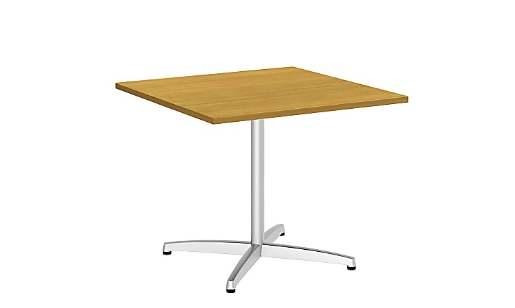 Bush Business Furniture 36"W Square Conference Table with Metal X Base, Modern Cherry, Standard Delivery
