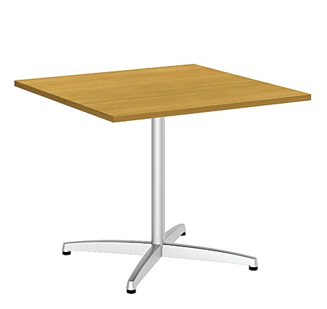 Bush Business Furniture 36"W Square Conference Table with Metal X Base, Modern Cherry, Premium Installation