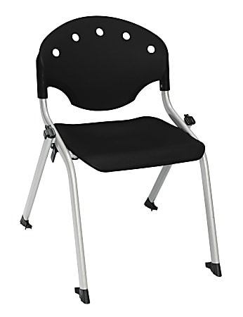 OFM Rico Student Stack Chairs, 14" Seat Height, Black/Silver, Set Of 6
