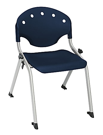 OFM Rico Student Stack Chair, 25"H x 18"D x 18"W, Navy/Silver, Set Of 6