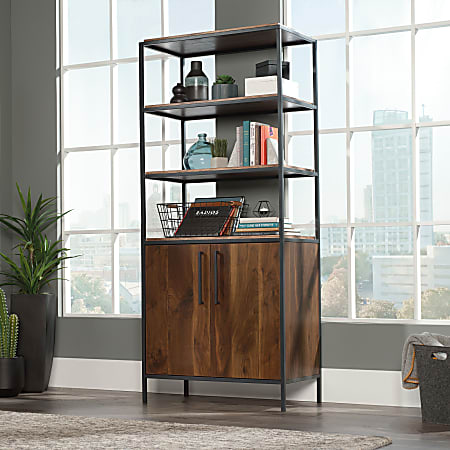 Sauder Nova Loft 76 H Bookcase With Doors Grand Walnut Office Depot