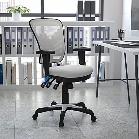 Flash Furniture Ergonomic Mesh Mid-Back Swivel Task Chair, White/Black