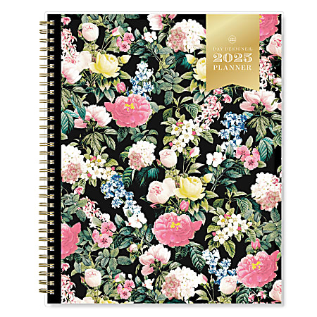 2025 Day Designer Weekly/Monthly Planning Calendar, 8-1/2” x 11”, Les Fleurs, January 2025 To December 2025