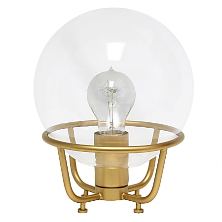 Lalia Home Old World Globe Glass Table Lamp, 20"H, Clear Shade/Matte Gold Base