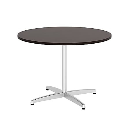Bush Business Furniture 42"W Round Conference Table with Metal X Base, Mocha Cherry, Premium Installation