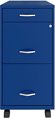 Realspace® SOHO Organizer 18"D Vertical 3-Drawer Mobile File Cabinet, Blue