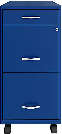 Realspace® SOHO Organizer 18"D Vertical 3-Drawer File Cabinet, 29-1/2"H, Metal, Blue