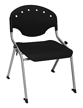 OFM Rico Student Stack Chair, 30"H x 22"D x 24"W, Black/Silver, Set Of 6