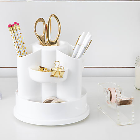 White and gold desk organizer deals