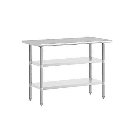 Flash Furniture Stainless Steel Work Table, 34-1/2”H x 48”W x 24”D, Silver