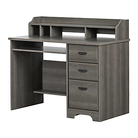 South Shore Versa 45"W Computer Desk With Hutch, Gray Maple