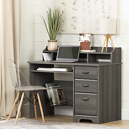 South shore axess computer shop desk with hutch