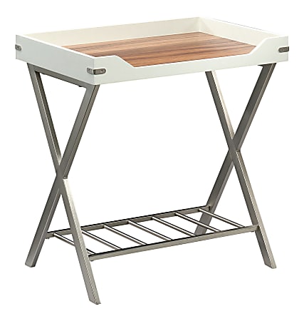 Sauder® Vista Key Tray-Style Side Table, 23-13/16"H x 22-1/2"W x 16-1/2"D, Pearl Oak/Blaze Acacia