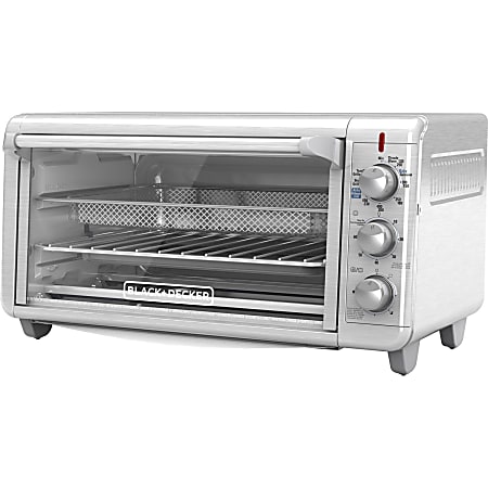 Black Decker Crisp N Bake Air Fry Toaster Oven 1500 W Toast Bake Browning  Frozen Pizza Broil Keep Warm Convection Reheat Silver Black - Office Depot