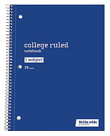 Just Basics Wirebound Notebook 8 x 10 12 College Ruled 70 Sheets Assorted Colors Pack Of 6 Office Depot
