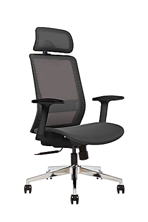 Sinfonia Sing Ergonomic Mesh High-Back Task Chair, Adjustable Hieght Arms, Headrest, Black