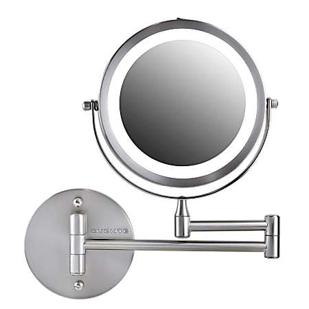Ovente Wall-Mounted Double-Sided Vanity Makeup Mirror, 7X Magnification, Nickel