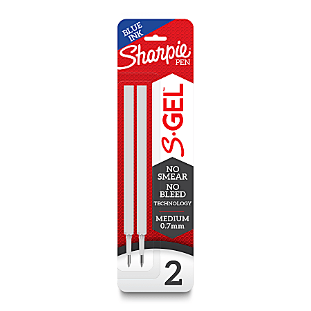 Sharpie® S-Gel Pen Refills, Medium Point, 0.7 mm, Blue Ink, Pack Of 2 Refills