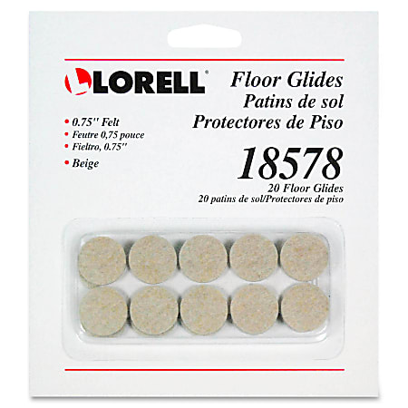 Lorell Self-Stick Round Felt Floor Glides - 0.8" Diameter - Felt - Beige