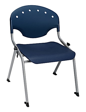 OFM Rico Student Stack Chair, 30"H x 22"D x 24"W, Navy/Silver, Set Of 6