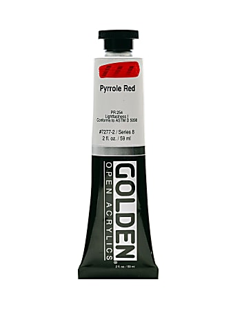 Golden OPEN Acrylic Paint, 2 Oz Tube, Pyrrole Red