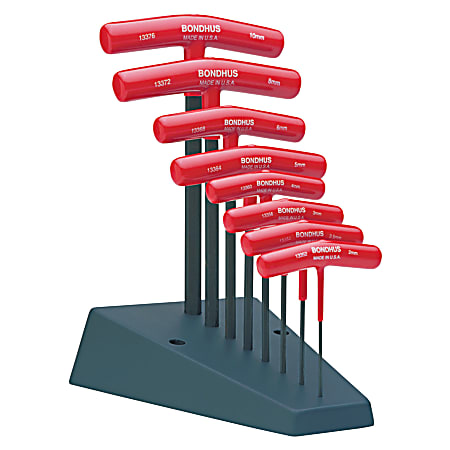 Bondhus 8-Piece T-Handle Ball End Hex Driver Set with Stand, Metric